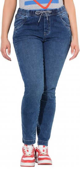 Ulla Popken Drawstring Jeggings Blue - Jeansy & Spodnie w Dużych Rozmiarach – Plus Size - 