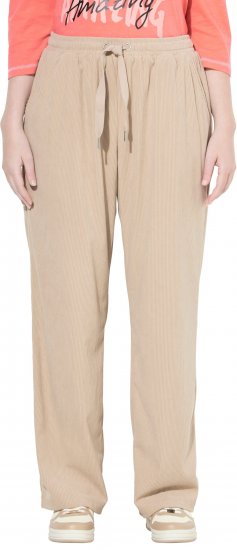 Ulla Popken Corduroy Elastic Waist Pants Brown - Jeansy & Spodnie w Dużych Rozmiarach – Plus Size - 