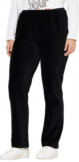 Ulla Popken Corduroy Elastic Waist Pants Black - Jeansy & Spodnie w Dużych Rozmiarach – Plus Size - 