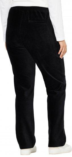 Ulla Popken Corduroy Elastic Waist Pants Black - Jeansy & Spodnie w Dużych Rozmiarach – Plus Size - 