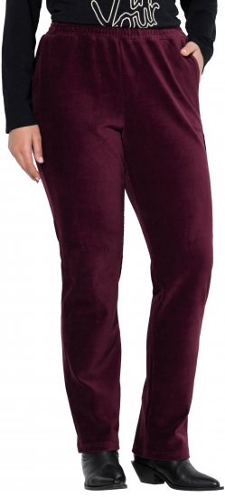 Ulla Popken Corduroy Elastic Waist Pants Brown - Jeansy & Spodnie w Dużych Rozmiarach – Plus Size - 