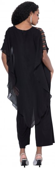 Ulla Popken Layered Chiffon Wrap Jumpsuit Grey - Jeansy & Spodnie w Dużych Rozmiarach – Plus Size - 