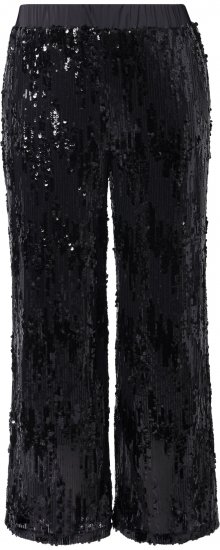 Ulla Popken Sequined Elastic Waist Pants Black - Jeansy & Spodnie w Dużych Rozmiarach – Plus Size - 