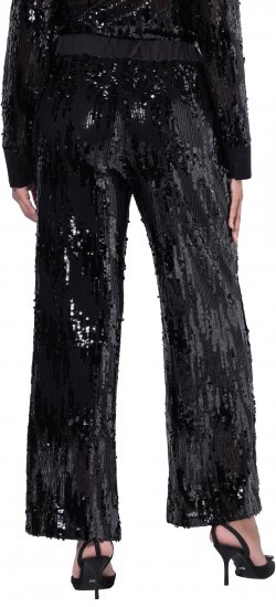Ulla Popken Sequined Elastic Waist Pants Black - Jeansy & Spodnie w Dużych Rozmiarach – Plus Size - 