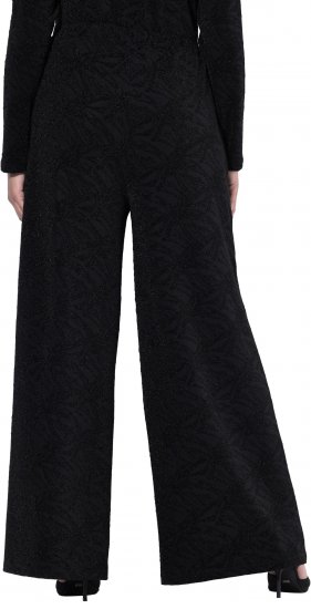 Ulla Popken Wide Leg Elastic Waist Glitter Pants Black - Jeansy & Spodnie w Dużych Rozmiarach – Plus Size - 