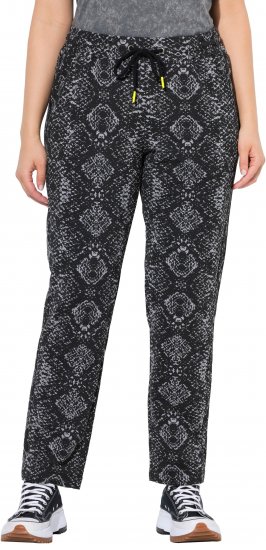 Ulla Popken Snake Print Elastic Waist Joggers Black - Jeansy & Spodnie w Dużych Rozmiarach – Plus Size - 