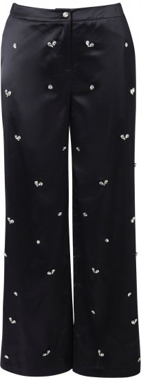 Ulla Popken Rhinestone Detail Comfort Waist Pants Black - Jeansy & Spodnie w Dużych Rozmiarach – Plus Size - 