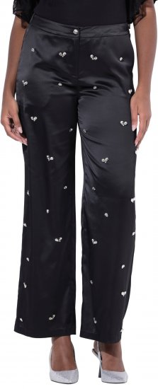 Ulla Popken Rhinestone Detail Comfort Waist Pants Black - Jeansy & Spodnie w Dużych Rozmiarach – Plus Size - 