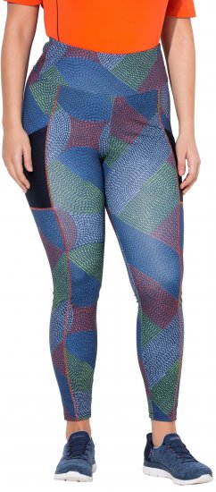 Ulla Popken Quick Drying Stitch Print Performance Leggings Grey - Jeansy & Spodnie w Dużych Rozmiarach – Plus Size - 
