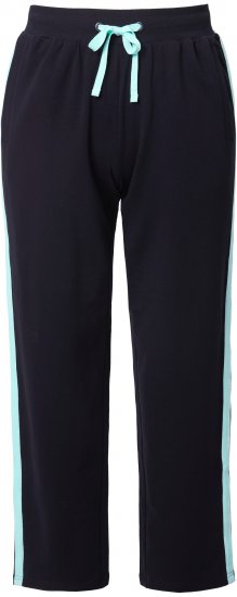 Ulla Popken Side Stripe Elastic Waist Joggers Black - Jeansy & Spodnie w Dużych Rozmiarach – Plus Size - 