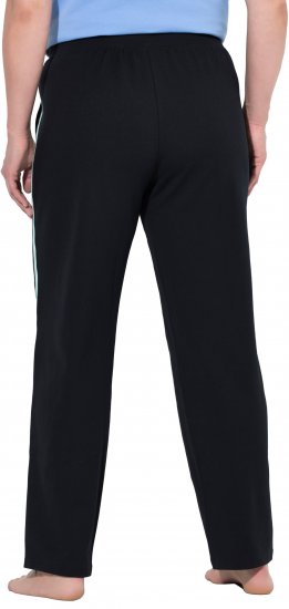 Ulla Popken Side Stripe Elastic Waist Joggers Black - Jeansy & Spodnie w Dużych Rozmiarach – Plus Size - 