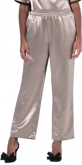 Ulla Popken Metallic Satin Elastic Waist Pants Orange - Jeansy & Spodnie w Dużych Rozmiarach – Plus Size - 