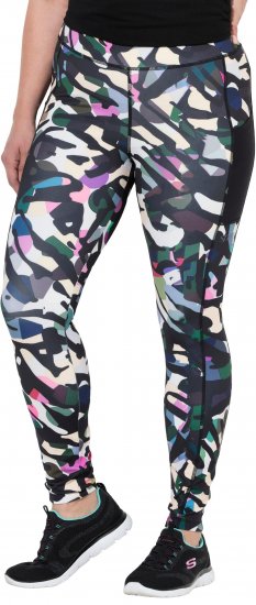 Ulla Popken Quick Drying Botanical Print Sport Leggings Black - Jeansy & Spodnie w Dużych Rozmiarach – Plus Size - 