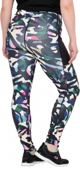 Ulla Popken Quick Drying Botanical Print Sport Leggings Black - Jeansy & Spodnie w Dużych Rozmiarach – Plus Size - 