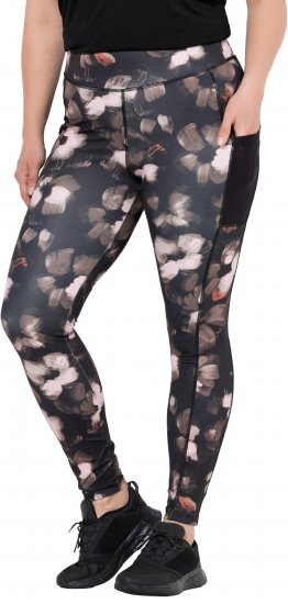Ulla Popken Abstract Print Quick Dry Sports Leggings Black - Jeansy & Spodnie w Dużych Rozmiarach – Plus Size - 