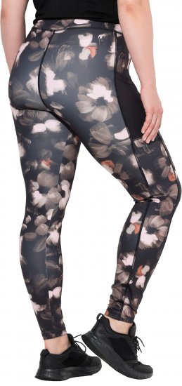 Ulla Popken Abstract Print Quick Dry Sports Leggings Black - Jeansy & Spodnie w Dużych Rozmiarach – Plus Size - 