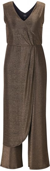 Ulla Popken Draped Sleeveless Glitter Jumpsuit Pearl White - Jeansy & Spodnie w Dużych Rozmiarach – Plus Size - 