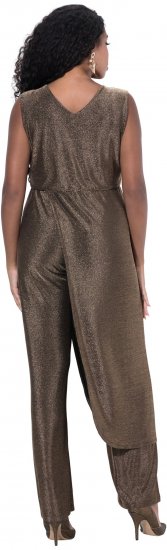Ulla Popken Draped Sleeveless Glitter Jumpsuit Pearl White - Jeansy & Spodnie w Dużych Rozmiarach – Plus Size - 
