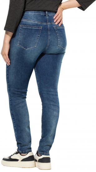 Ulla Popken Decorative Stitched Slim Leg Stretch Fit Jeans Blue Denim - Jeansy & Spodnie w Dużych Rozmiarach – Plus Size - 