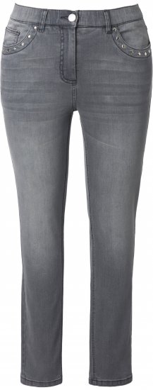 Ulla Popken Rivet Studded Stretch Fit Jeans Grey Denim - Jeansy & Spodnie w Dużych Rozmiarach – Plus Size - 