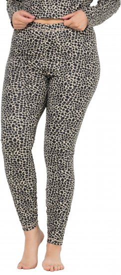Ulla Popken Leopard Print Ski Leggings Black - Jeansy & Spodnie w Dużych Rozmiarach – Plus Size - 