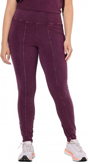 Ulla Popken Acid Wash Decorative Seam Leggings Purple - Jeansy & Spodnie w Dużych Rozmiarach – Plus Size - 