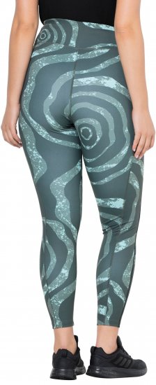 Ulla Popken Quick Drying Ripple Print Sport Leggings Black - Jeansy & Spodnie w Dużych Rozmiarach – Plus Size - 