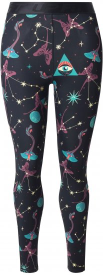 Ulla Popken Quick Drying Celestial Print Sport Leggings Black - Jeansy & Spodnie w Dużych Rozmiarach – Plus Size - 