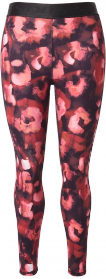 Ulla Popken Abstract Flower Print Performance Leggings Red - Jeansy & Spodnie w Dużych Rozmiarach – Plus Size - 