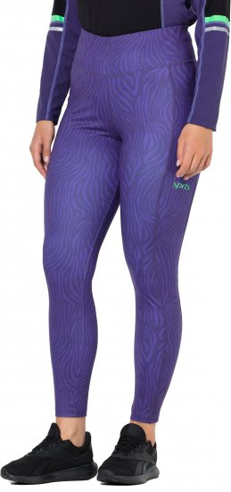 Ulla Popken Neon Zebra Print Performance Leggings Purple - Jeansy & Spodnie w Dużych Rozmiarach – Plus Size - 