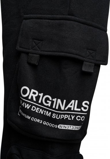 Kam Jeans 244 Raw Denim Cargo PKT Jog Pants Black - Dżinsy & spodnie - Dżinsy i Spodnie - W40-W70