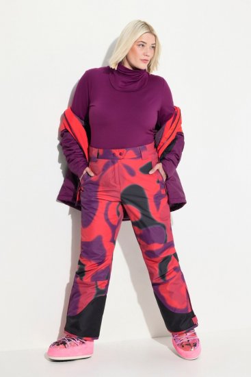 Ulla Popken Hyprar Ski Pants Waterproof Velcro Closure Shaped Knees Berry Pink - Odzież narciarska - 