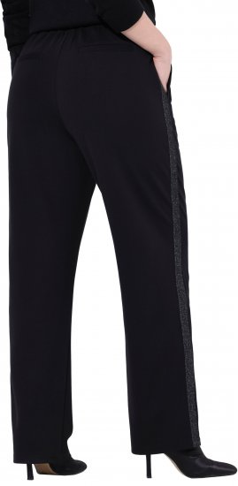 Ulla Popken Rose Wide Leg Stretch Waist Trousers Black - Jeansy & Spodnie w Dużych Rozmiarach – Plus Size - 
