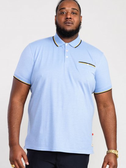 D555 Talbot Pique with Jacquard Collar Polo Shirt Blue - Koszulki polo - Koszulki Polo 2XL-8XL