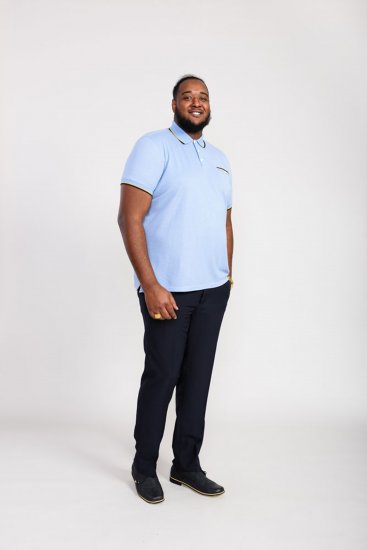 D555 Talbot Pique with Jacquard Collar Polo Shirt Blue - Koszulki polo - Koszulki Polo 2XL-8XL