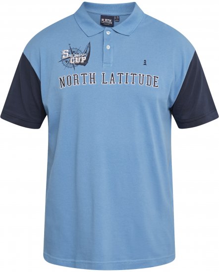 North Latitude 61131 Koszulka Polo z Piké z Kontrastowymi Rękawami i Haftem Niebieski - Koszulki polo - Koszulki Polo 2XL-8XL