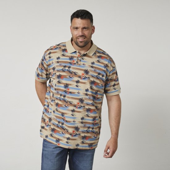 North Latitude 61133 Koszulka Polo z Piké z Nadrukiem Całościowym Piaskowy - Koszulki polo - Koszulki Polo 2XL-8XL