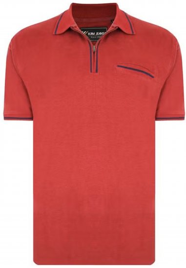 Kam Jeans 5449 Short Sleeve with Zipper Polo Shirt Red - Koszulki polo - Koszulki Polo 2XL-8XL