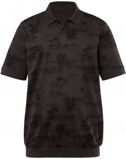 JP1880 Pique with All-over Print Polo Shirt TALL Black - TALL koszulki polo - Koszulki polo TALL dla wysokich