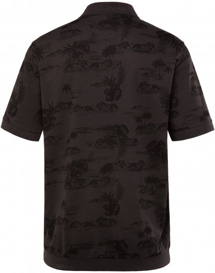 JP1880 Pique with All-over Print Polo Shirt TALL Black - TALL koszulki polo - Koszulki polo TALL dla wysokich