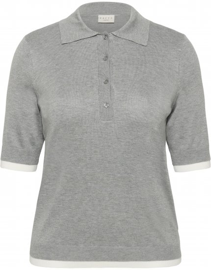 Kaffe Curve Lizzy Contrast Knitted Polo Grey Melange - Koszulki polo - 