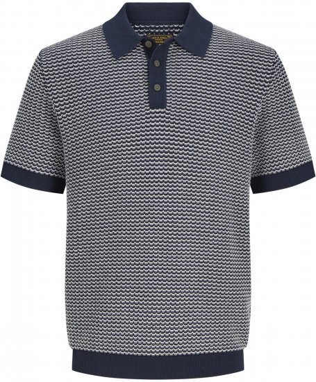 Jack & Jones Blukingsley Knitted Short Sleeve Polo Navy - Koszule - Koszule 2XL-10XL