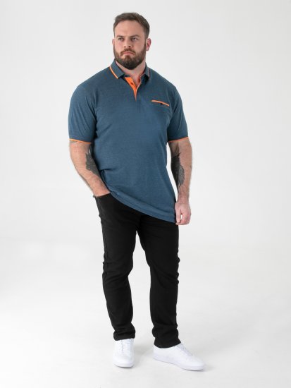 D555 Harvey Pique with Jacquard Collar & Cuffs Polo Teal - Koszulki polo - Koszulki Polo 2XL-8XL