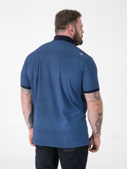 D555 Murray Printed Jacquard Collar & Cuff Short Sleeve Polo Blue - Koszulki polo - Koszulki Polo 2XL-8XL
