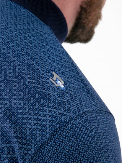 D555 Murray Printed Jacquard Collar & Cuff Short Sleeve Polo Blue - Koszulki polo - Koszulki Polo 2XL-8XL