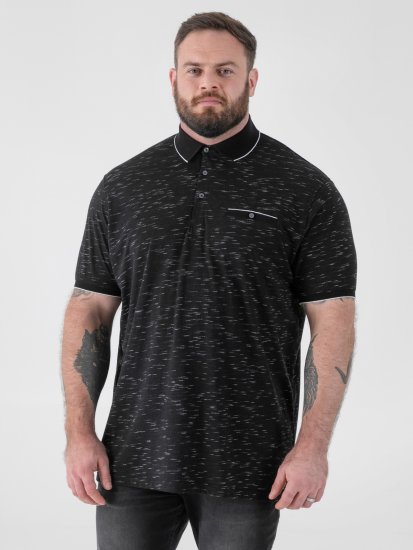 D555 Murphy Jacquard Collar And Cuff With Chest Pocket Polo Black - Koszulki polo - Koszulki Polo 2XL-8XL