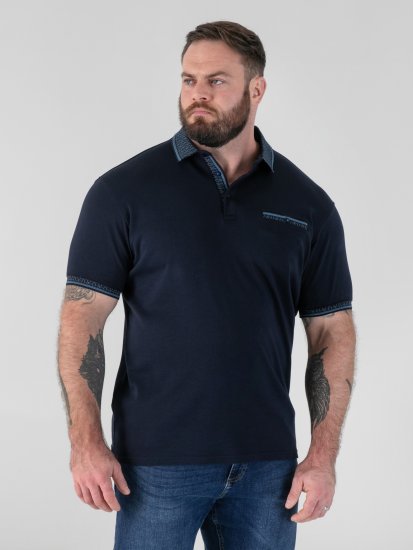 D555 Barret Interlock Jacquard Collar & Cuffs Polo Navy - Koszulki polo - Koszulki Polo 2XL-8XL