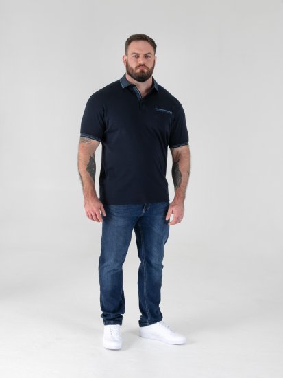 D555 Barret Interlock Jacquard Collar & Cuffs Polo Navy - Koszulki polo - Koszulki Polo 2XL-8XL