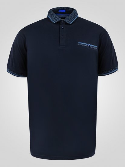 D555 Barret Interlock Jacquard Collar & Cuffs Polo Navy - Koszulki polo - Koszulki Polo 2XL-8XL