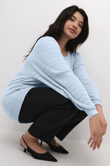 Kaffe Curve Lini Knit Sweter Celestial Blue - Bluzy & bluzy z kapturem - 